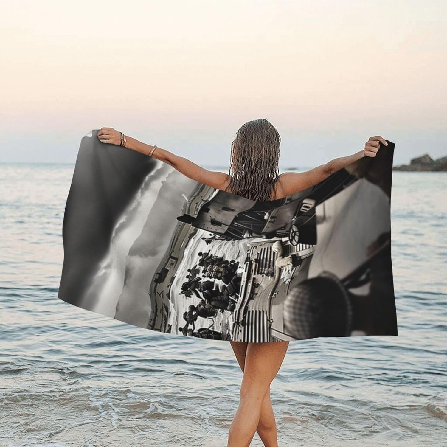 KHiry Microfiber Towel Beach Towels Normandy landings Quick Dry Towel Soft Lightweight Travel Towels Absorbent Large Easy Pack Travel Things Beach Blanket for Gym Sports Swimming