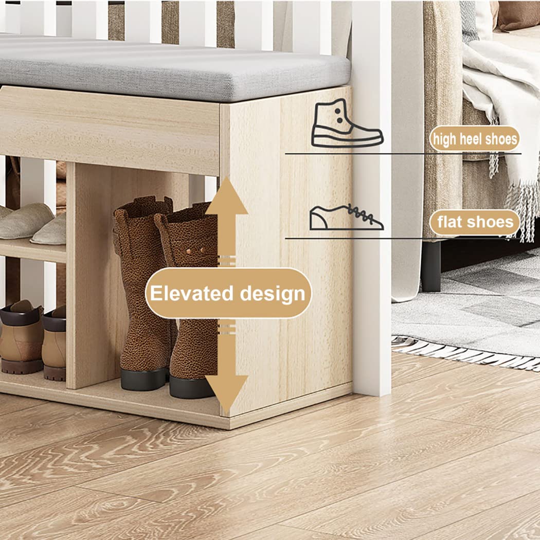 Banco Zapatero de 2 Niveles con cajón de Almacenamiento Oculto y Asiento Acolchado. Diseño Moderno para recibidor, Pasillo, baño o Sala de Estar. Elegante Taburete para g