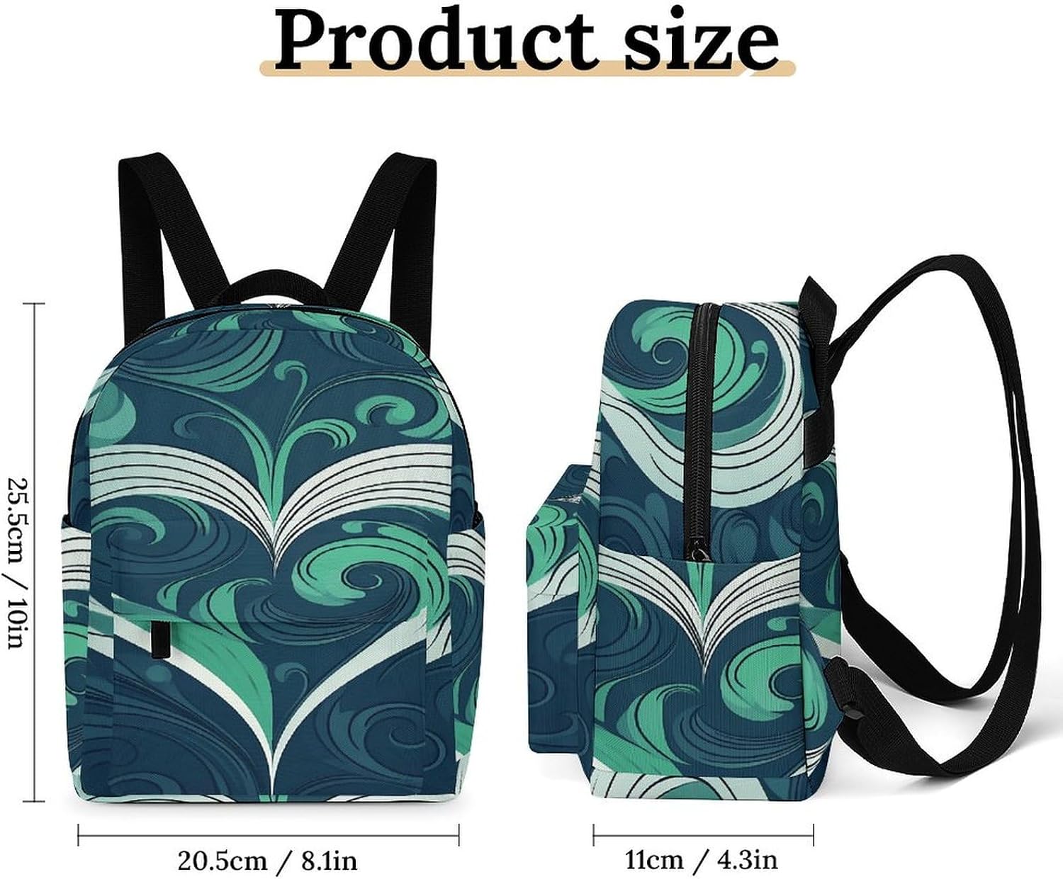 Blue Heart Shape Mini Backpack Purse for Women | Waterproof durable oxford cloth casual daypack, lightweight small rucksack for work travel outdoor camping daily use & gift