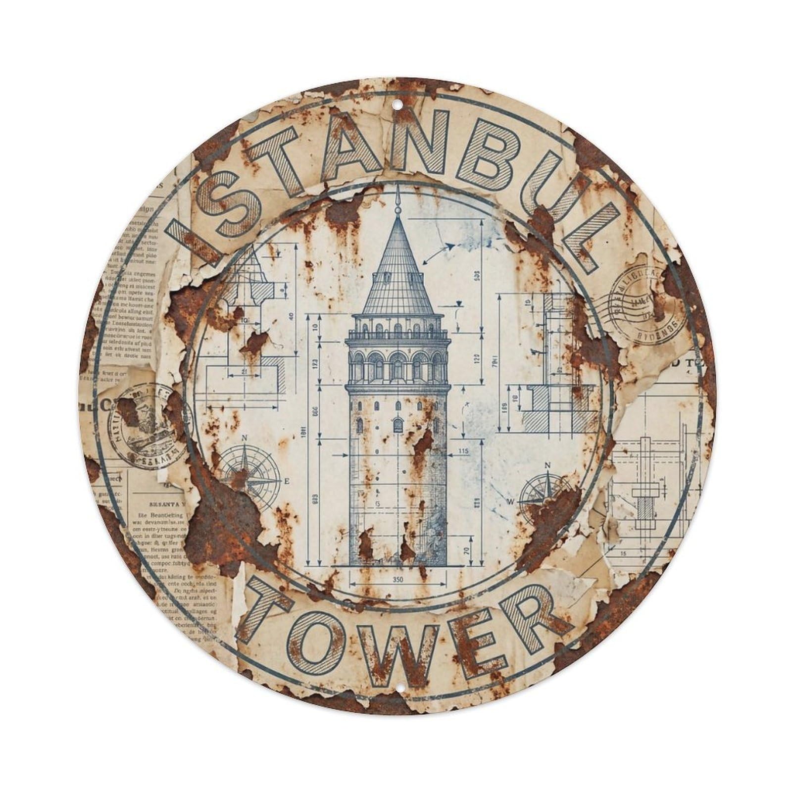 Vintage Travel Istanbul Turkey Tower Vintage Metal Tin Sign Plaque Wall Decor for Cafe, Club Bar, Office, Garden Metal Poster 8x8Inch