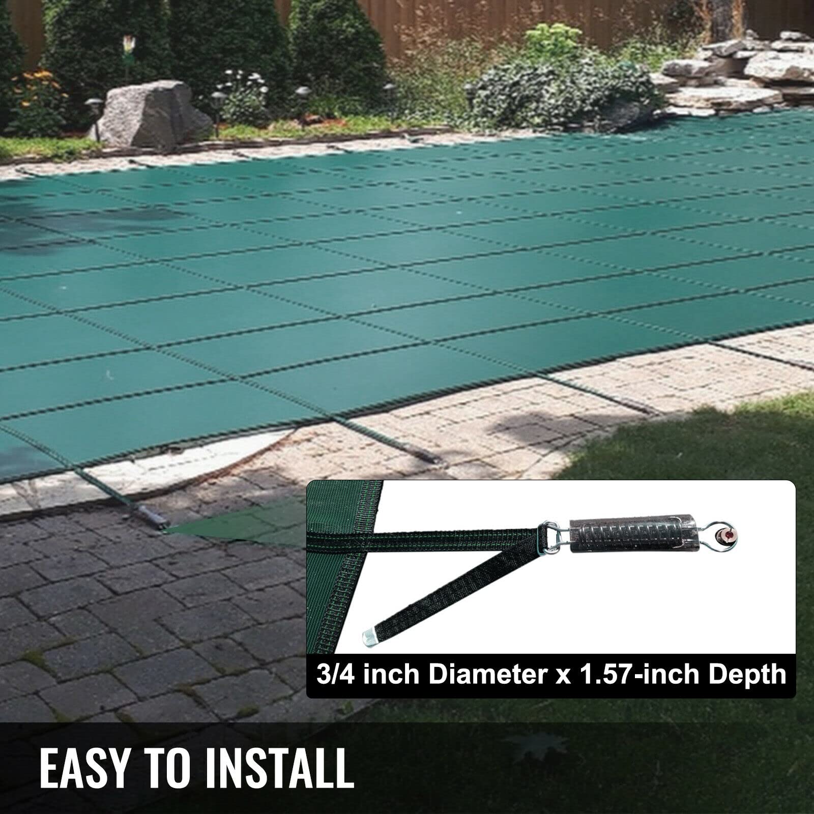 Schwimmbadabdeckung Inground Green Mesh Solid Rechteck Pool Sicherheitsabdeckung for Winter Home Schwimmen pood Schutzhülle Für Erhöhte Langlebigkeit(for 16x40ft Pool)