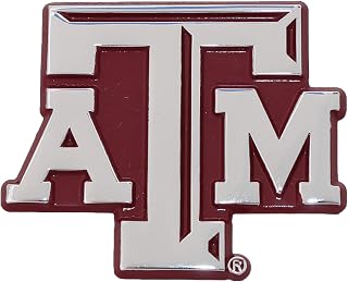 Texas A&M University Aggies Metal Auto Emblem (Chrome (Maroon Trim))