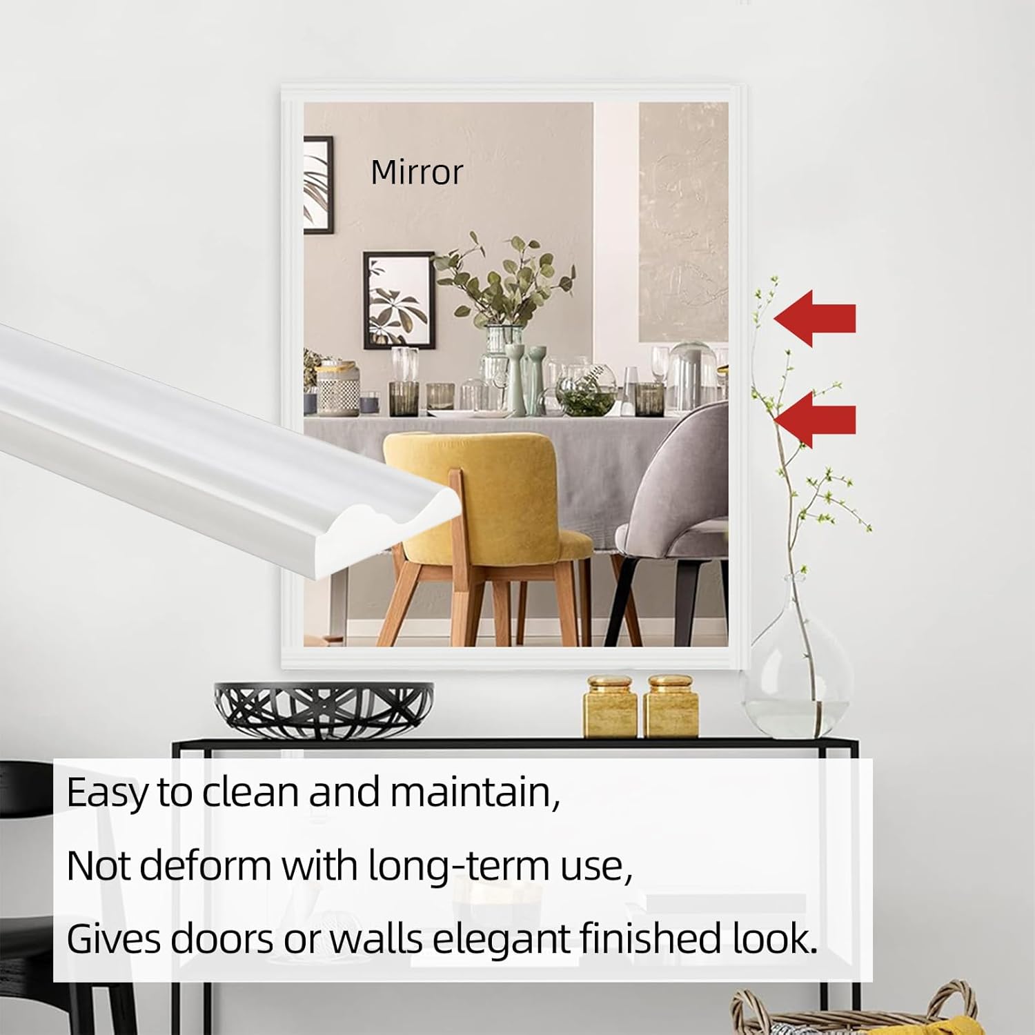 Flexible Wall Molding Trim, 1.24 Inch x 20 Feet Peel and Stick Trim Molding for Tile Edge, Ceiling Border, Wall Trim, Door, Cabinet, Mirror Frame and DIY Home Application