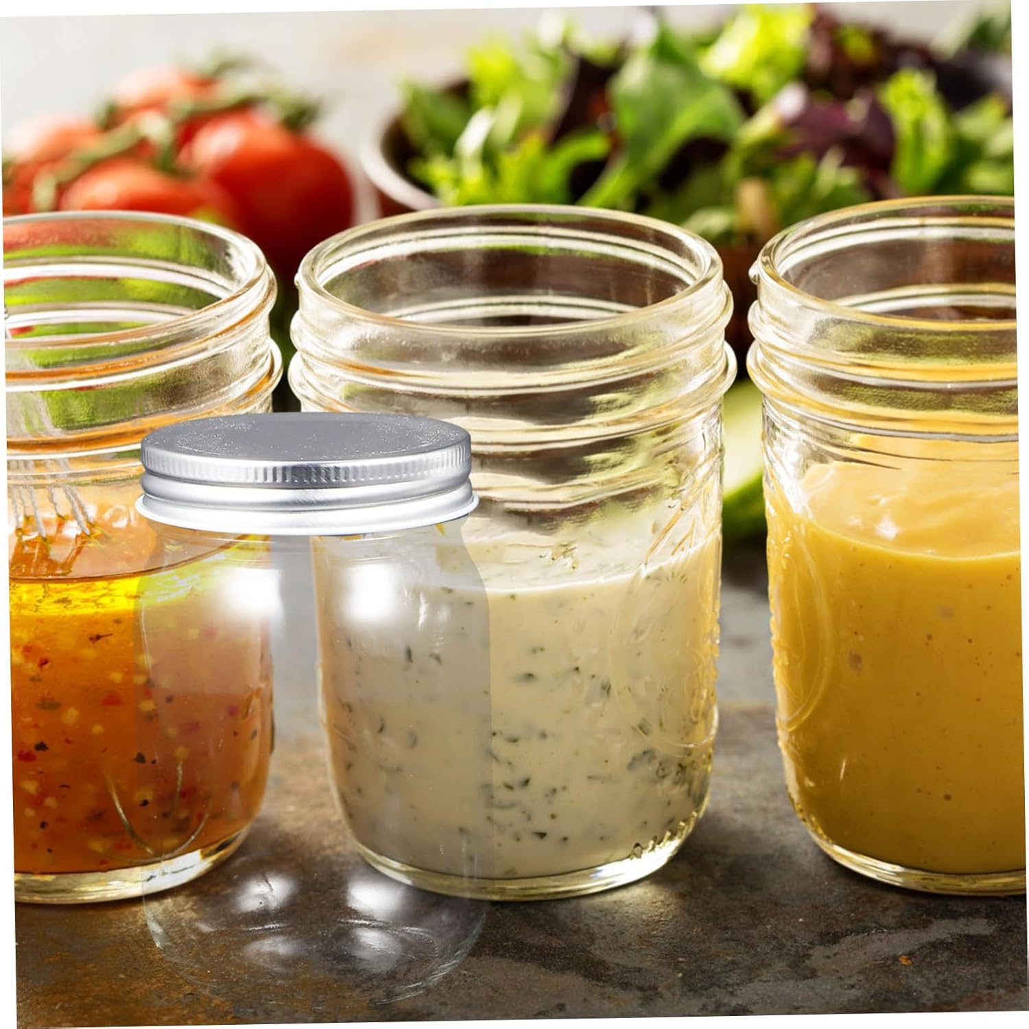 4pcs Jam Jars Airtight Lids Sealed Kitchen Storage Containers for Sauces Honey and Preserving for Meal Prep and Home Organization