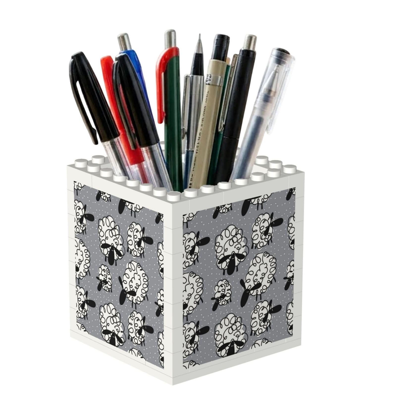 Poadnly Funny Sheep, Pen Pot Pencil Holder for Office Home School, Compact Desk Organiser for Office Stationery
