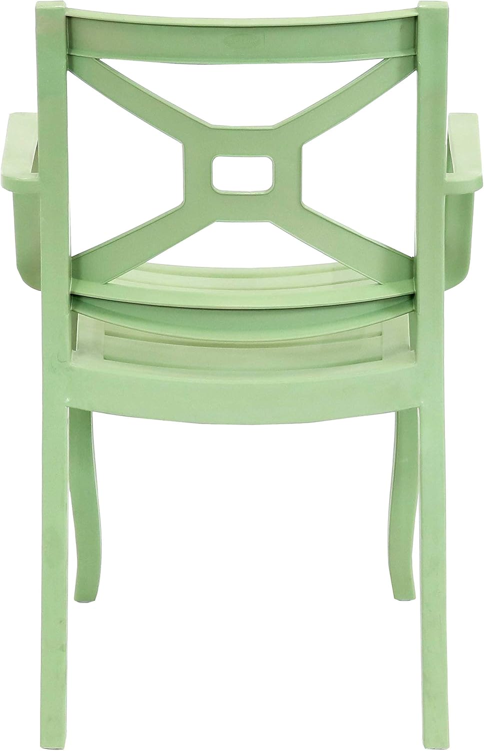 Sunnydaze Tristana Plastic Outdoor Patio Arm Chair - Set of 4 - Stackable Seating - Green