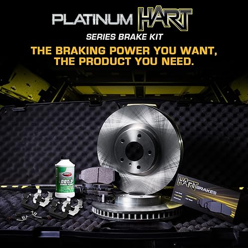 Miniatura 3 de Hart Brakes Kit de frenos y rotores traseros delanteros Pastillas de freno delanteras y traseras Rotores y pastillas de frenos Pastillas de freno