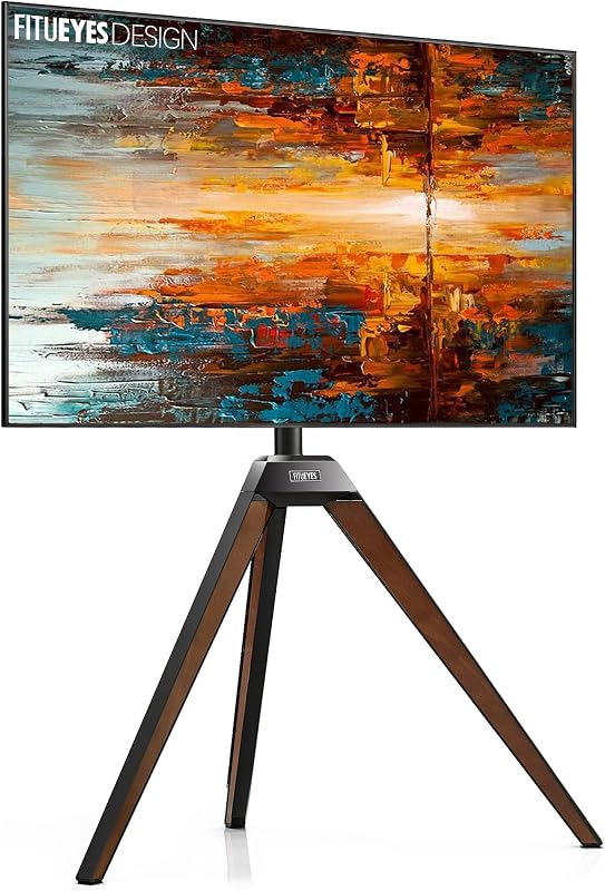 FITUEYES Corner TV Stand for 32-65 Inch TV with Height Adjustable, Walnut