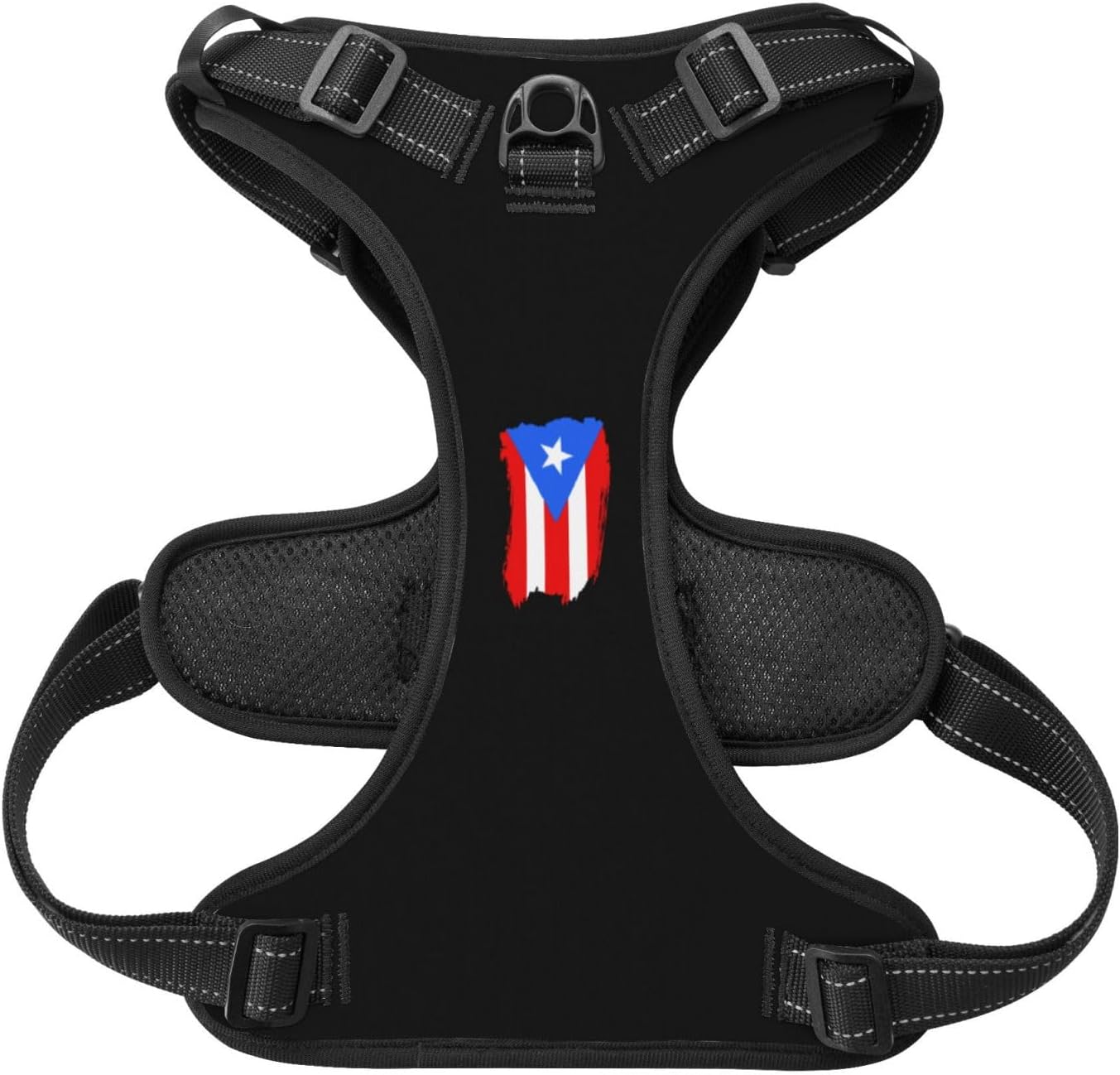 Puerto Rico Flag Dog Harness Soft Padded Dog Vest Adjustable Pet Harness for Small Medium Large Dogs