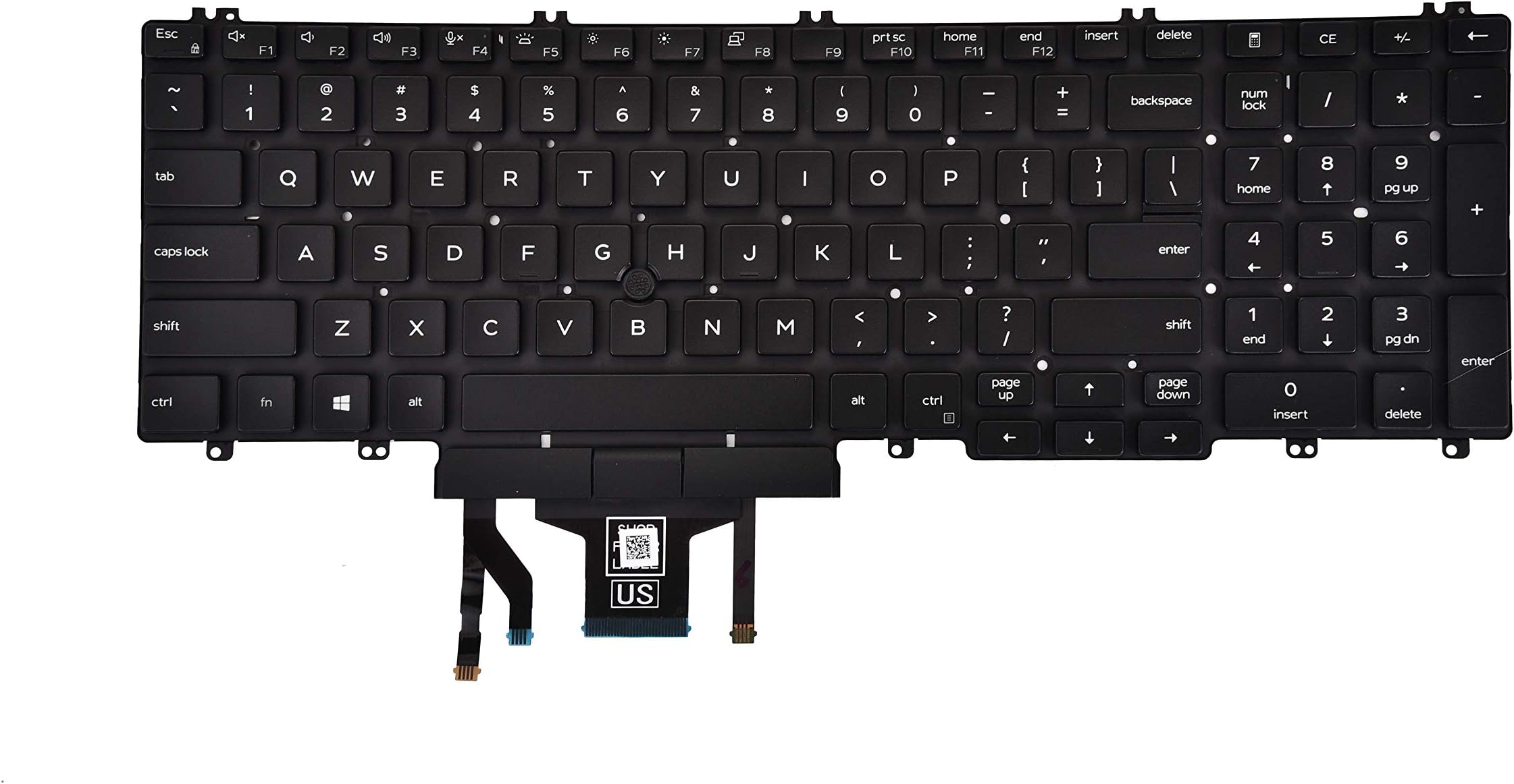 Replacement Keyboard for Dell Latitude 5500 5501 5510 5511, Precision 3540 3541 3550 3551 Series Laptop with Backlit with Pointer US Layout P/N: 0MMH7V NSK-EX0BC PK132FA1B00