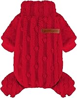 Vista 13 de Pijamas para perros pequeños para niños y niñas, suéter de cuello redondo con cuello alto y forro polar grueso y cálido, abrigo de forro polar