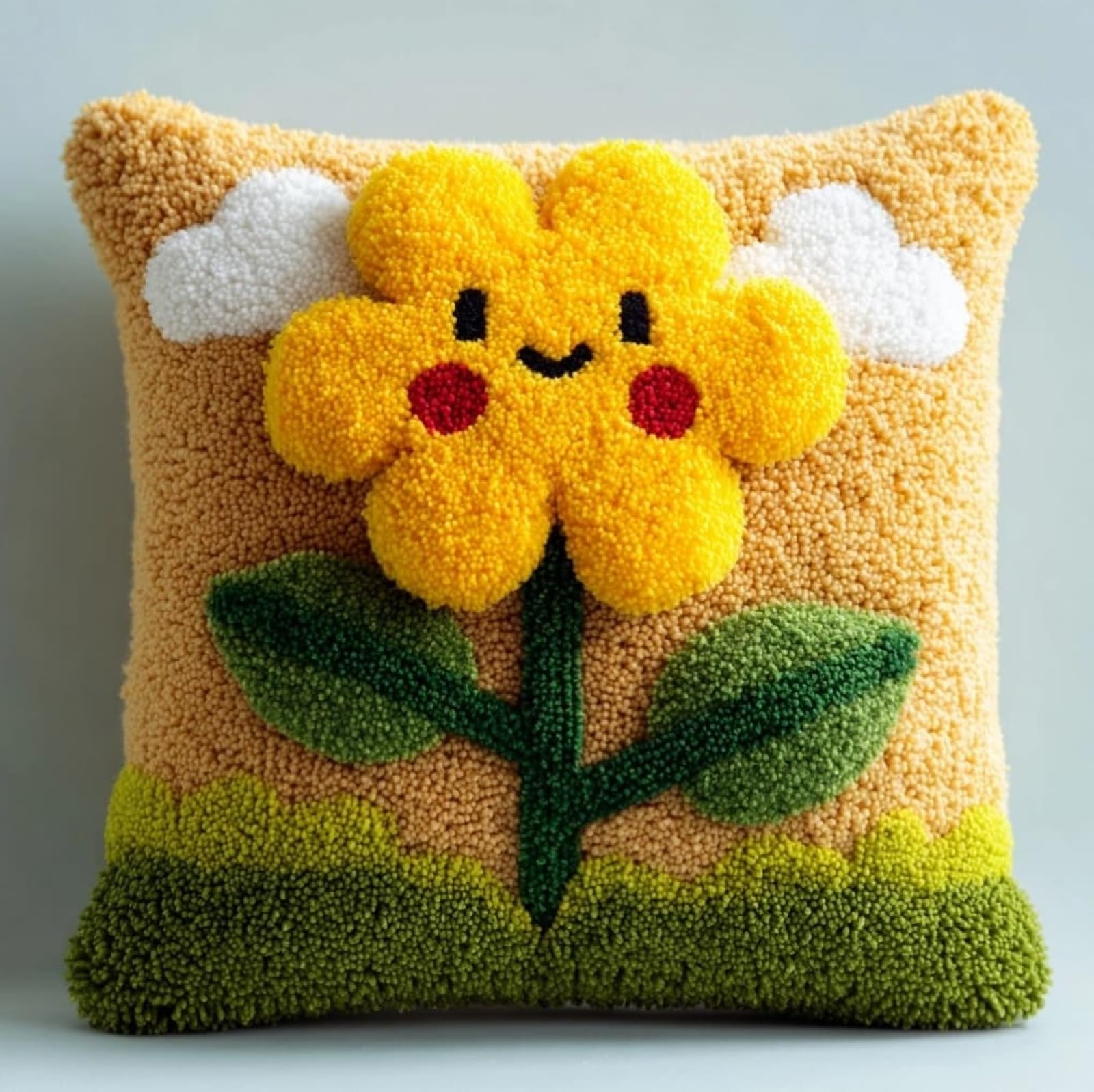WallustrioaW Latch Hook Kit 17x17in,Yellow Flowers