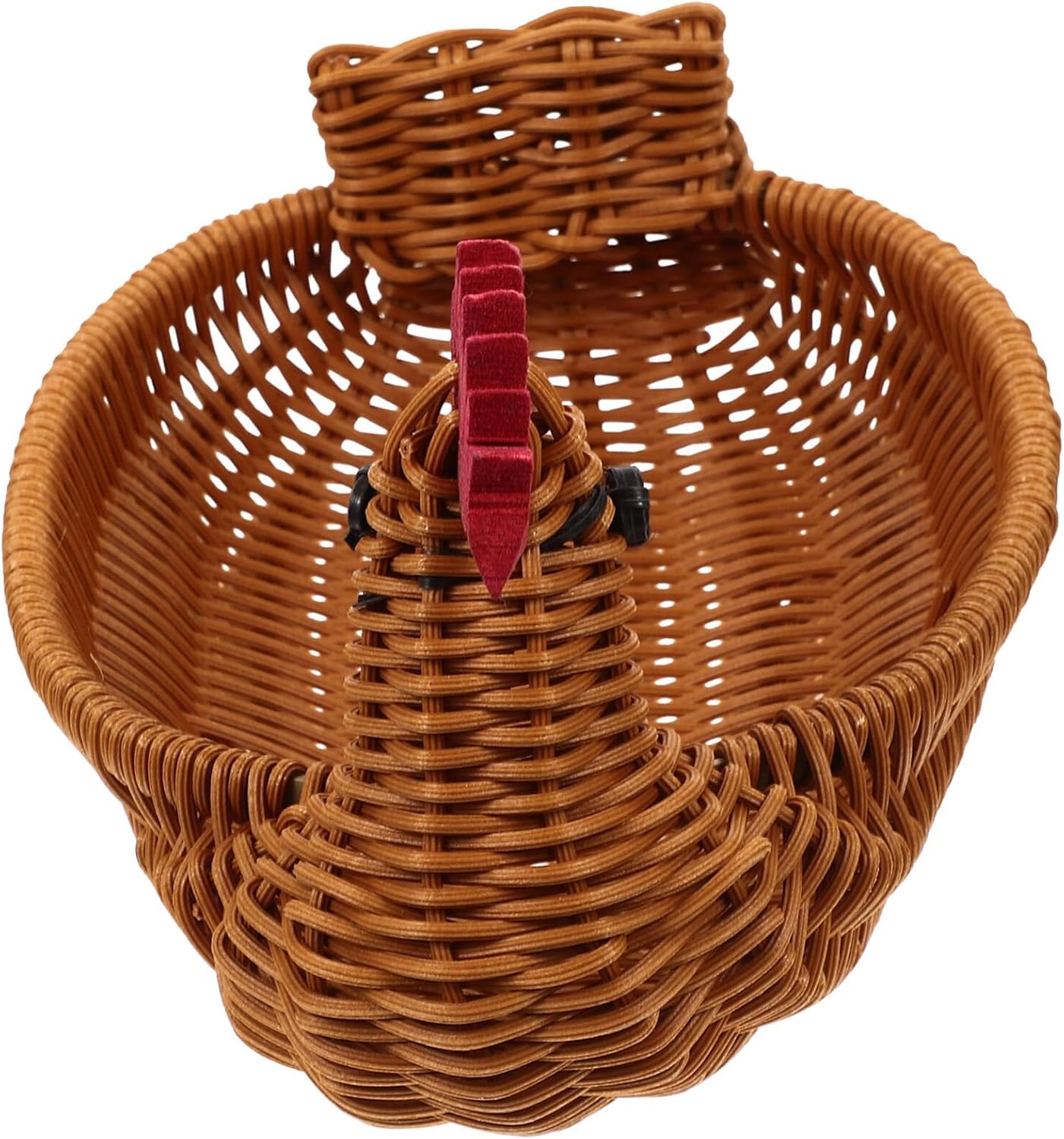 Cabilock Easter Woven Basket Chicken Shaped Stoarge Basket Fake Rattan Fruit Food Serving Easter Egg Hunting Decorative Snack Tray for Party