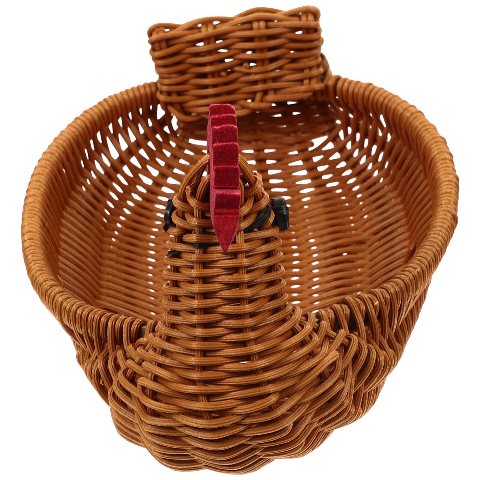 Cabilock Easter Woven Basket Chicken Shaped Stoarge Basket Fake Rattan Fruit Basket Food Serving Basket Easter Egg Hunting Basket Decorative Snack Tray for Easter Party