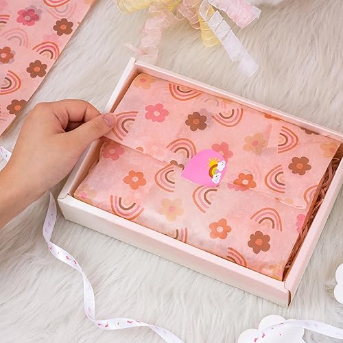 Miniatura 3 de RUSPEPA Papel de seda para envolver, papel de seda con diseño de arcoíris a granel para envoltura de regalo, baby shower, manualidades artísticas,