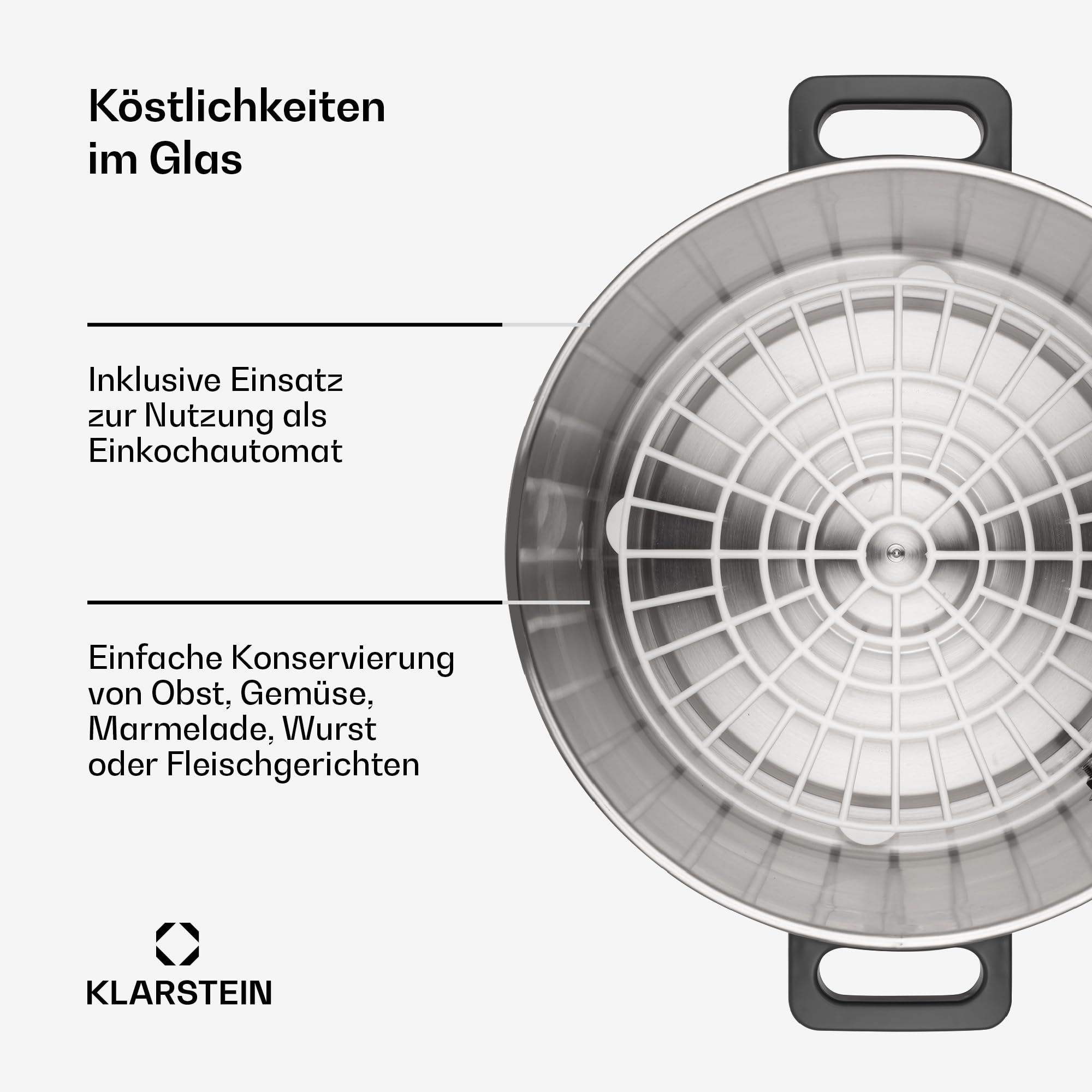 Klarstein Lady Marmalade Einkochautomat Einkochtopf Einkocher Heißgetränkespender, 27 Liter, 1800 Watt, 30-100 °C, Timer, Warmhalte-Funktion, Überhitzungsschutz, Edelstahl gebürstet