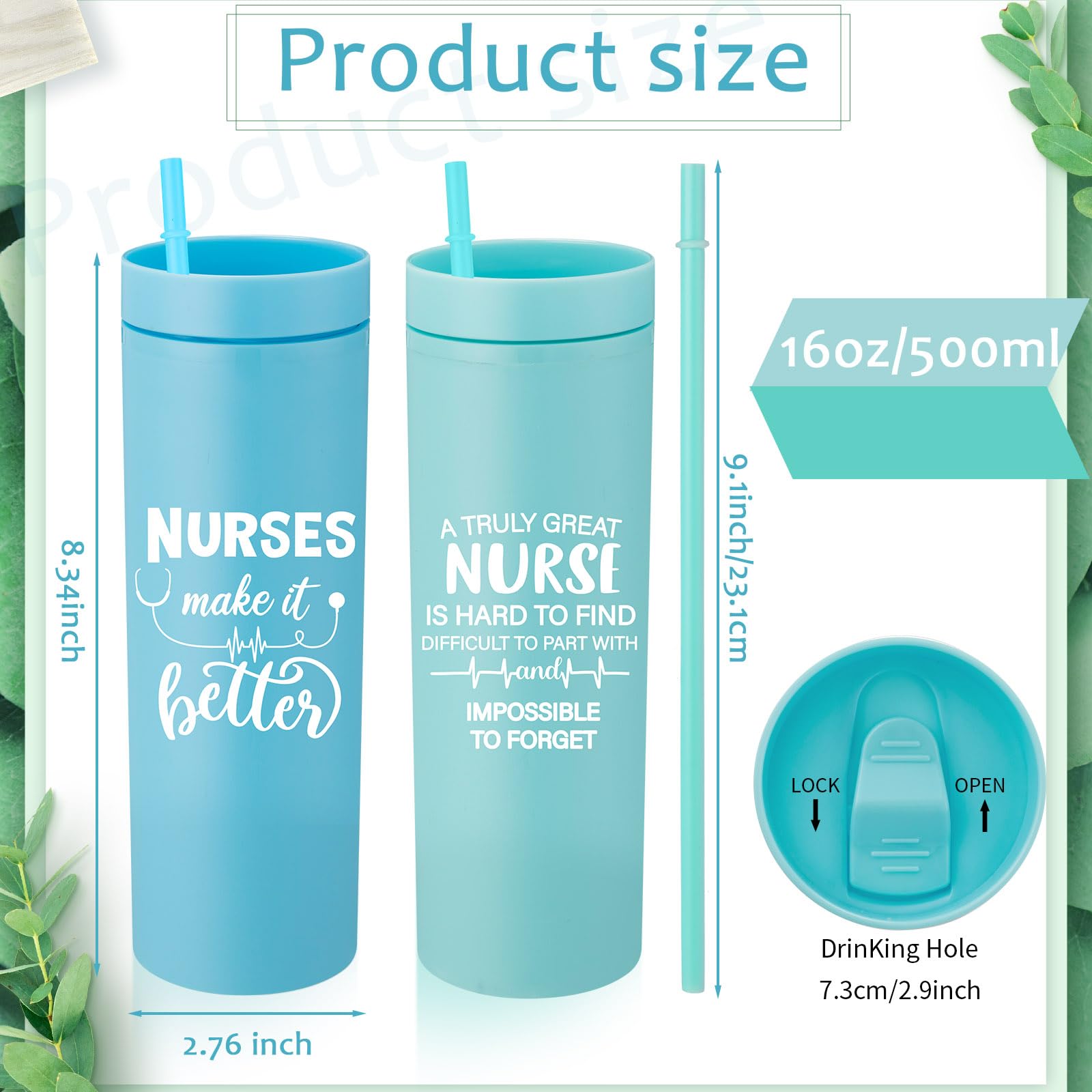 FillTouch 24 Pcs Nurse Appreciation Tumblers – 16 Oz Reusable Plastic Cups With Lids, Nurse Week Gifts