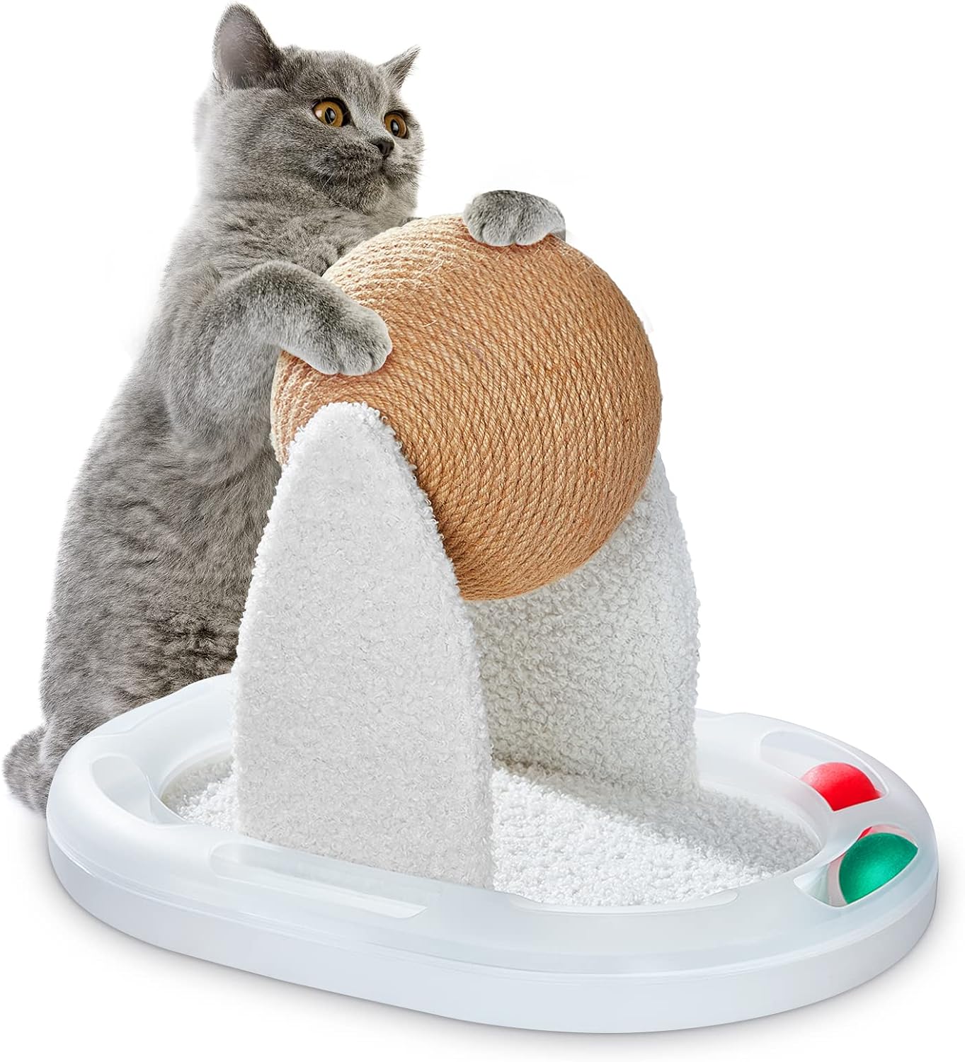 Furrytale Cat Scratching Post - Natural Sisal Cat Wheel Scratcher, Attractive Multi-Functional Cat Exercise Wheel, Modern Cat Furniture,…