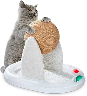 Furrytale Interactive Cat Scratcher Ball Toy, Solid Natural sisal Rolling cat Ball Scratching Post with Tracks Toy Ball for Indoor catsh Attractive