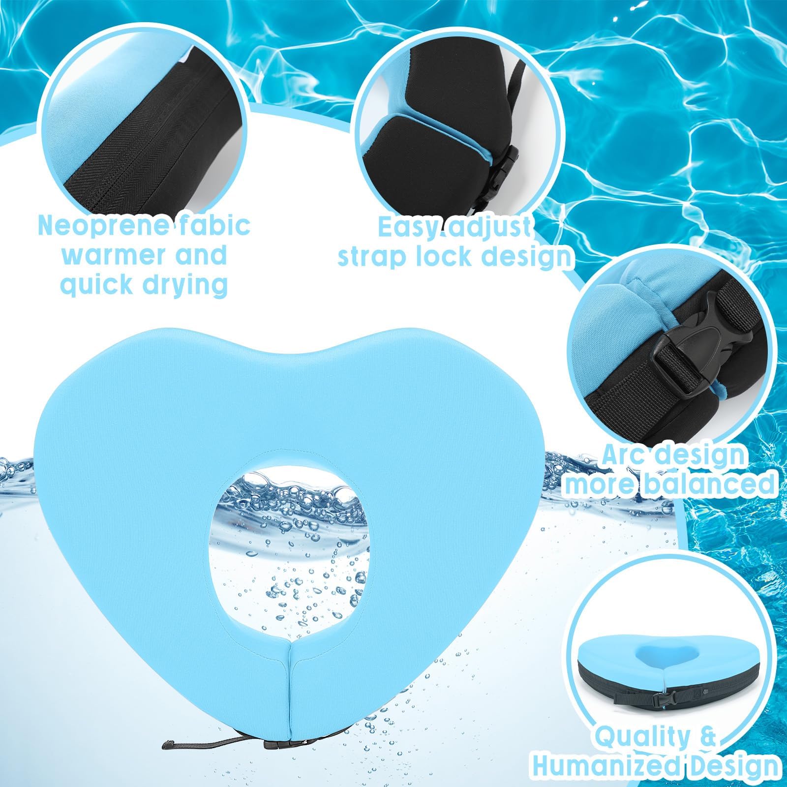 Collier de natation pour soutien de la tête et du cou, rempli de particules de mousse (non gonflable), équipement de natation pour adultes, convient à la plupart des tailles de cou pour adultes (XL)