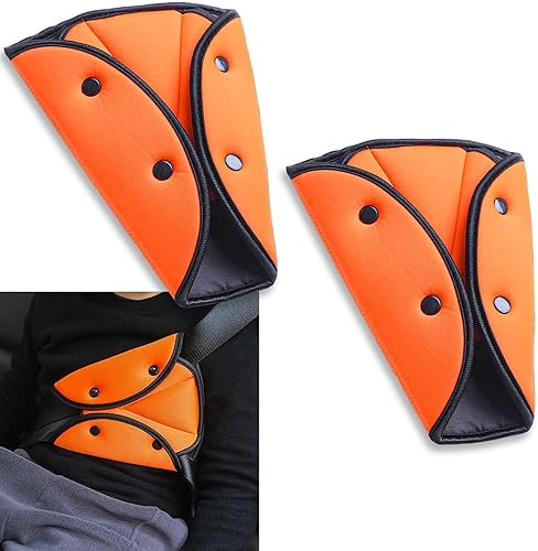 QODOLSI 2 ajustadores de cinturón de seguridad para niños, ajustador de cinturón de seguridad triangular para adultos y niños, cubierta de seguridad