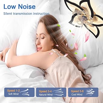 Modern Led Dimmable Ceiling Fans with Lights with Remote Control and App,50w Silent Fan Lamp with 6 Speed and Reversible,Dimmable Smart Fan Light for Bedroom,Kitchen,Dining Room,Black