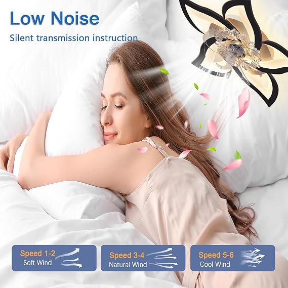 Modern Led Dimmable Ceiling Fans with Lights with Remote Control and App,50w Silent Fan Lamp with 6 Speed and Reversible,Dimmable Smart Fan Light for Bedroom,Kitchen,Dining Room,Black