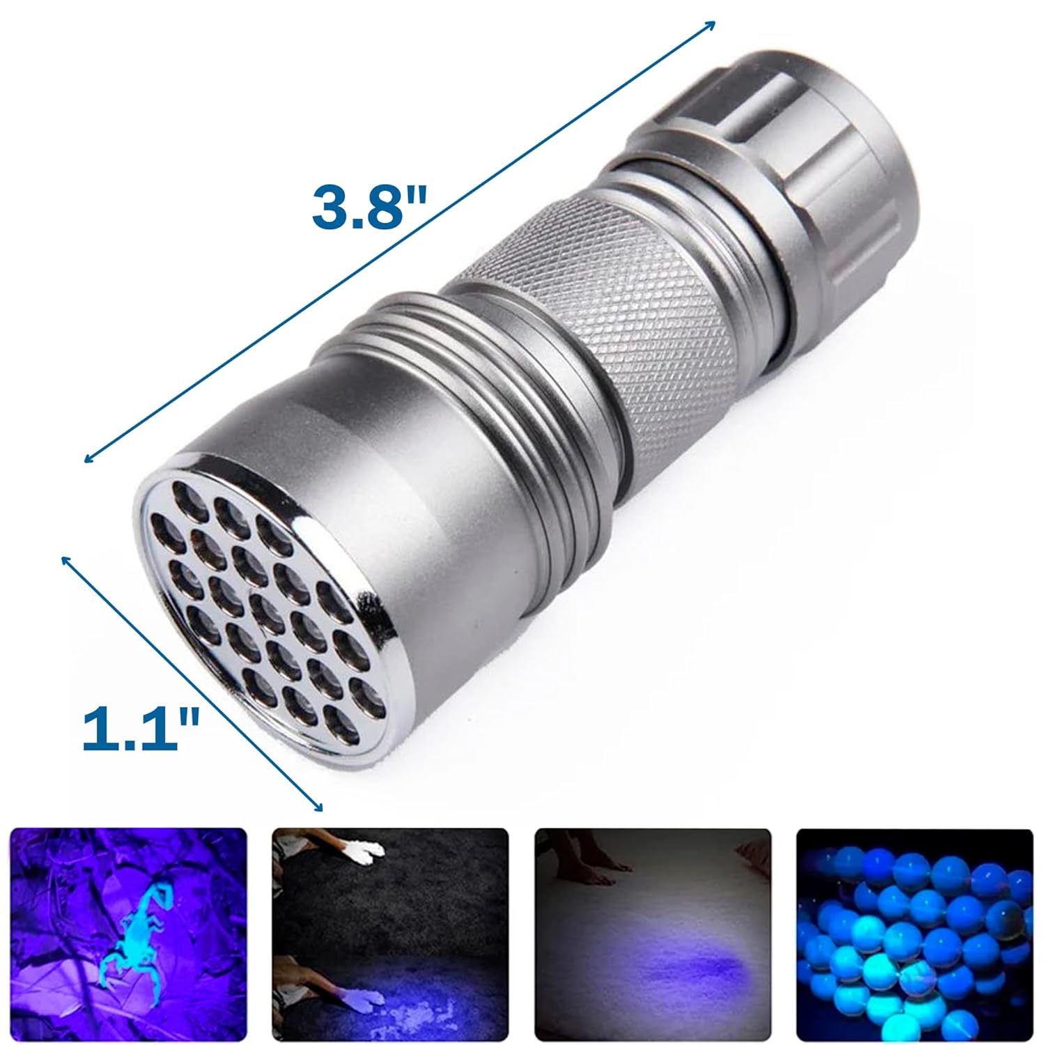 HQRP Professional 21 LED Flashlight - Blacklight for Detecting Uranium, Depression, Vaseline Glass