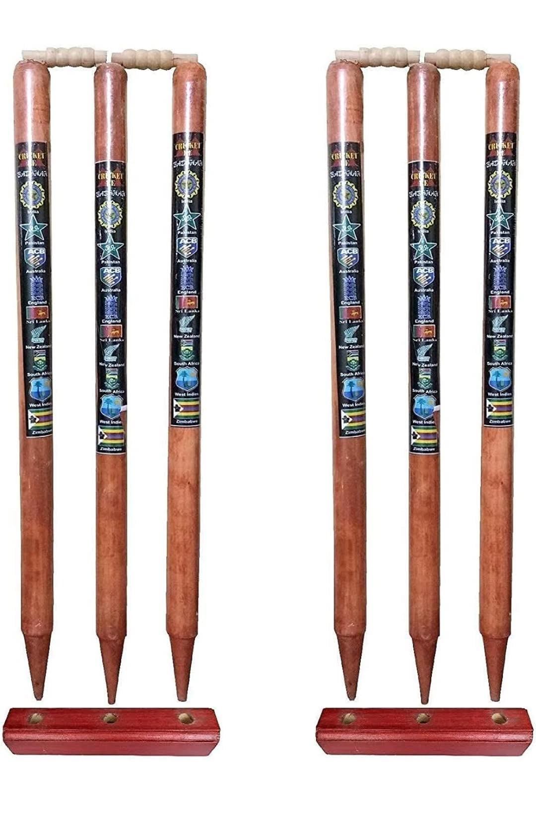 Kalindri Sports Cricket Stumps Set, 6 Wooden Stumps with Bails and Base Stand, Traditional Design-image-41