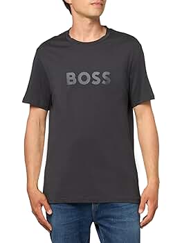 BOSS, Big Logo Cotton T-Shirt, Asphalt, S | Amazon.com