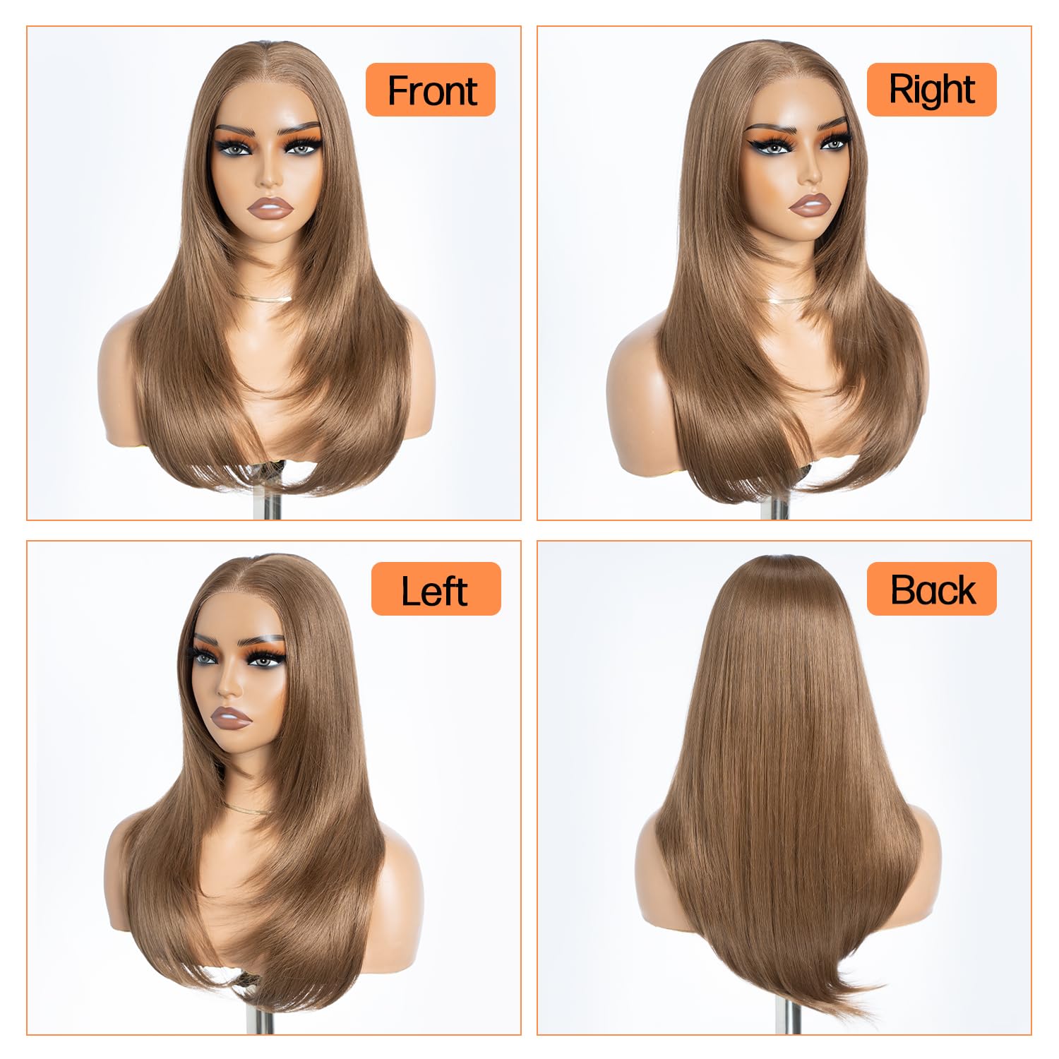 Style Icon Wear and Go Parrucca pretagliata per principianti a strati lunghi parrucca frontale in pizzo sintetico con pony, 50,8 cm, 3 secondi da indossare (12Q)