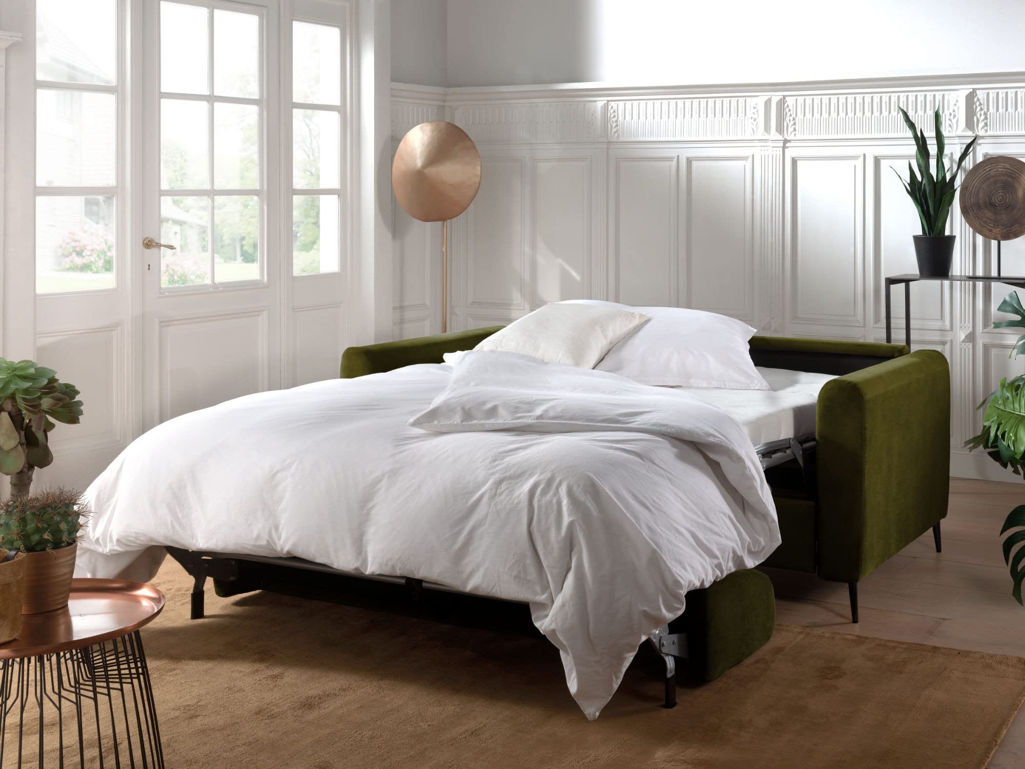 Lisa Design Owen - canapé 3 Places Convertible - Couchage Quotidien - Matelas 12 cm - en Velours