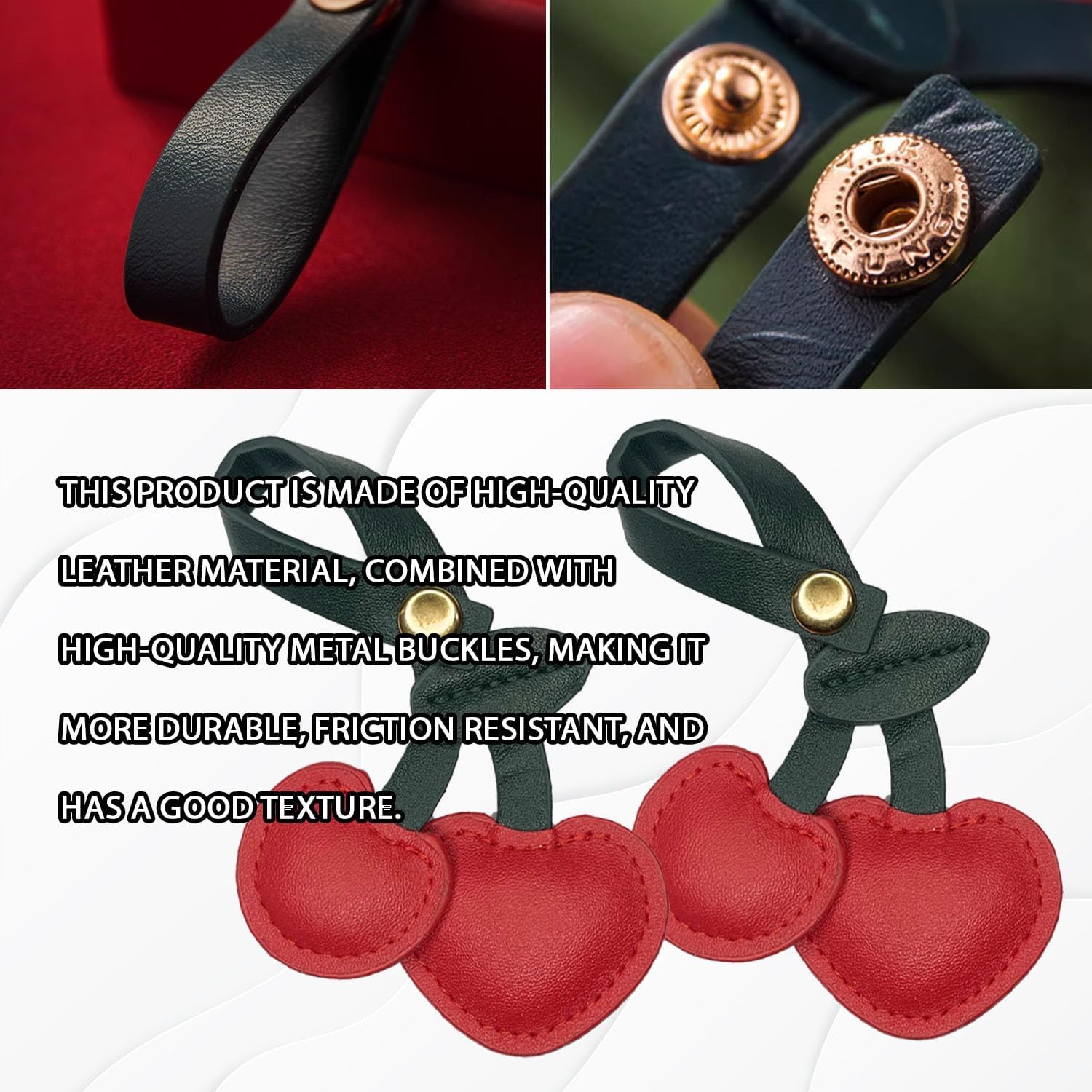Cute Cherry Bag Charm for Purse Handbags, Tote Bag,leather bag Accessories PU Key Charms - Image 4