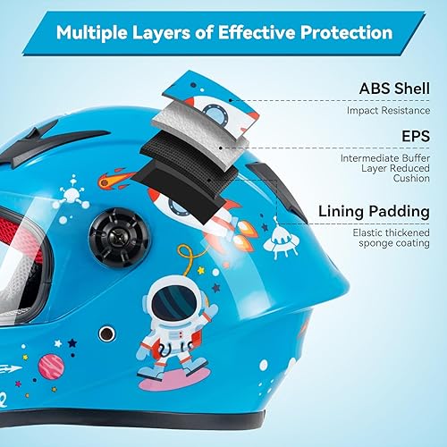 Miniatura 4 de Casco de motocicleta para niños, casco de cara completa para jóvenes, casco ligero aprobado por DOT para motocross, ATV, todoterreno, cascos para