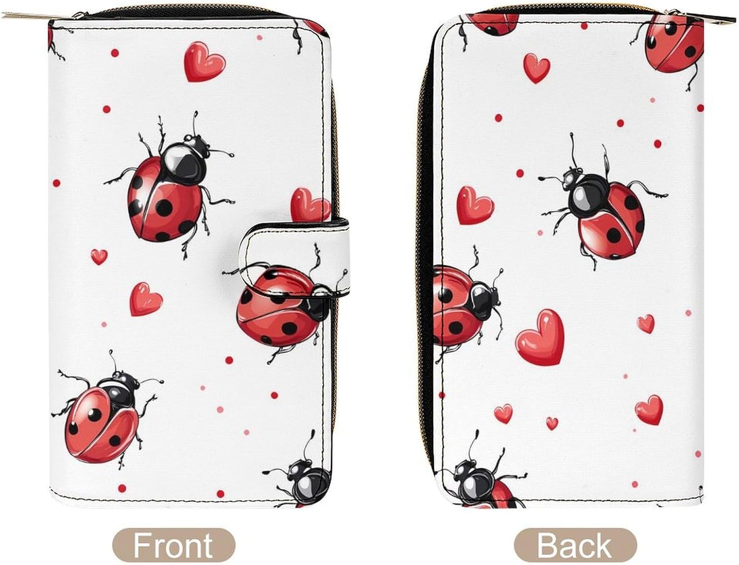 Funny Ladybug Bug Women's Long Wallet Leather Large Capacity Wristlet Clutch Purse Wallets