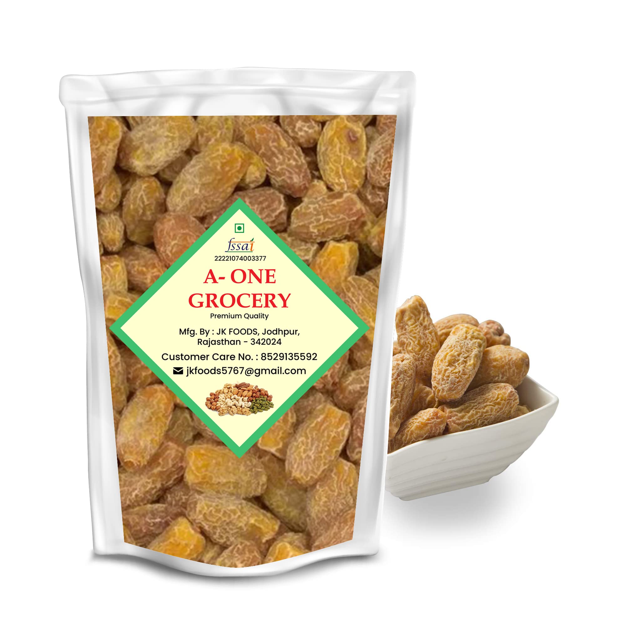 A-One Grocery Dry Dates | Sukha Khajoor | Khareek/Kharik | Pila Chuara | Raw Yellow Soft (200g)