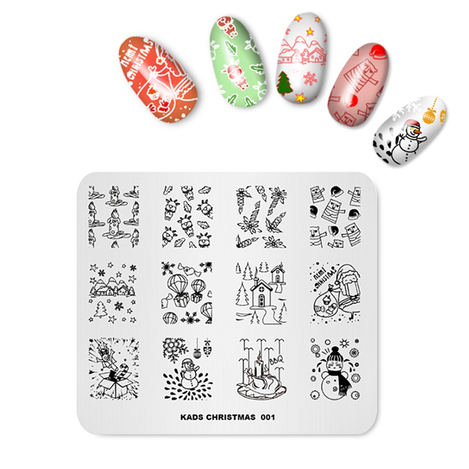 Christmas Nail Stamping Plates New Year Christmas Santa Snowman Snowflake Christmas Tree Manicure Print Image Template