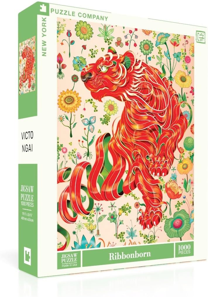 New York Puzzle Company - Victo Ngai Ribbonborn - 1000 Piece Jigsaw Puzzle for Family Game Nights by Victo Ngai