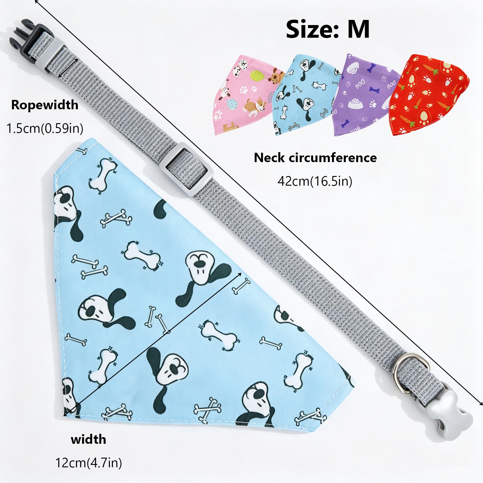 Bandana regolabile per cani, 4 pezzi