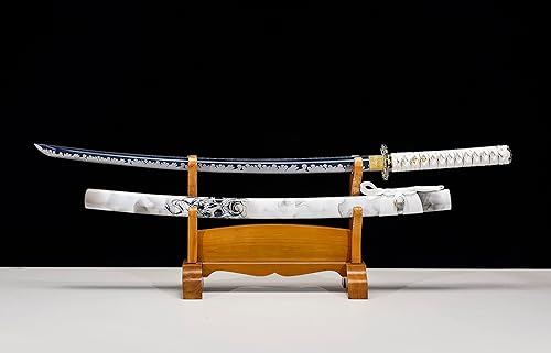 Miniatura 31 de 1045/1060 arcilla templada de acero de alto carbono Hademade templado por calor, hecha a mano, forjada a mano, katana japonesa auténtica, espada