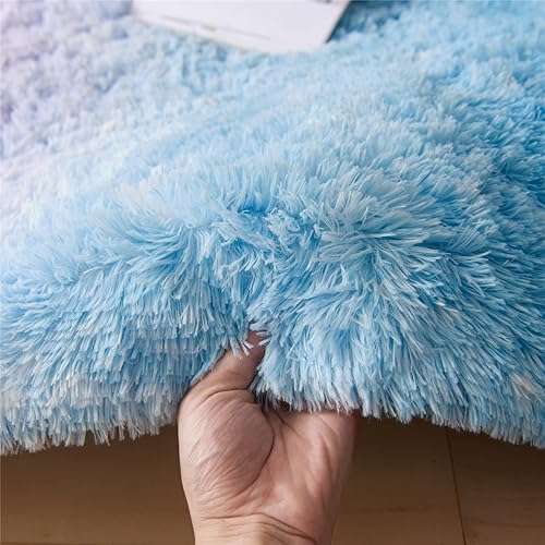 Vista 16 de Meeting Story Alfombras de área de color arcoíris, alfombras peludas de teñido anudado, suaves y mullidas para niñas, sala de estar, dormitorio