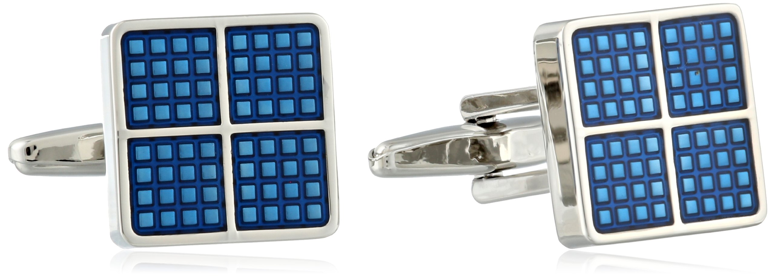 Kenneth Cole REACTION Men's Square Cufflink with Dark Blue Square Dot Detail