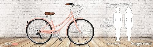 Vista 108 de MICARGI Bicicleta híbrida para adultos de 24/26 pulgadas, bicicleta híbrida de 1/7 velocidades para mujeres, hombres, personas mayores, bicicleta