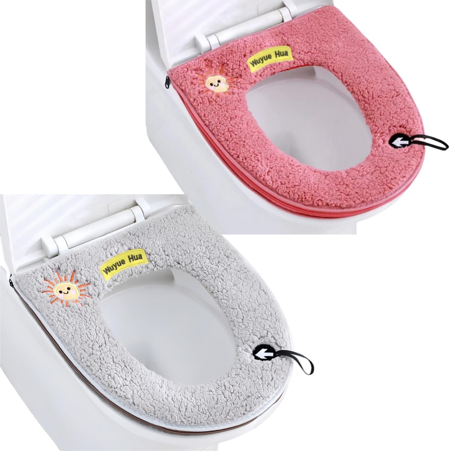 Cojines para asiento de inodoro universales impermeables suaves rosa y gris