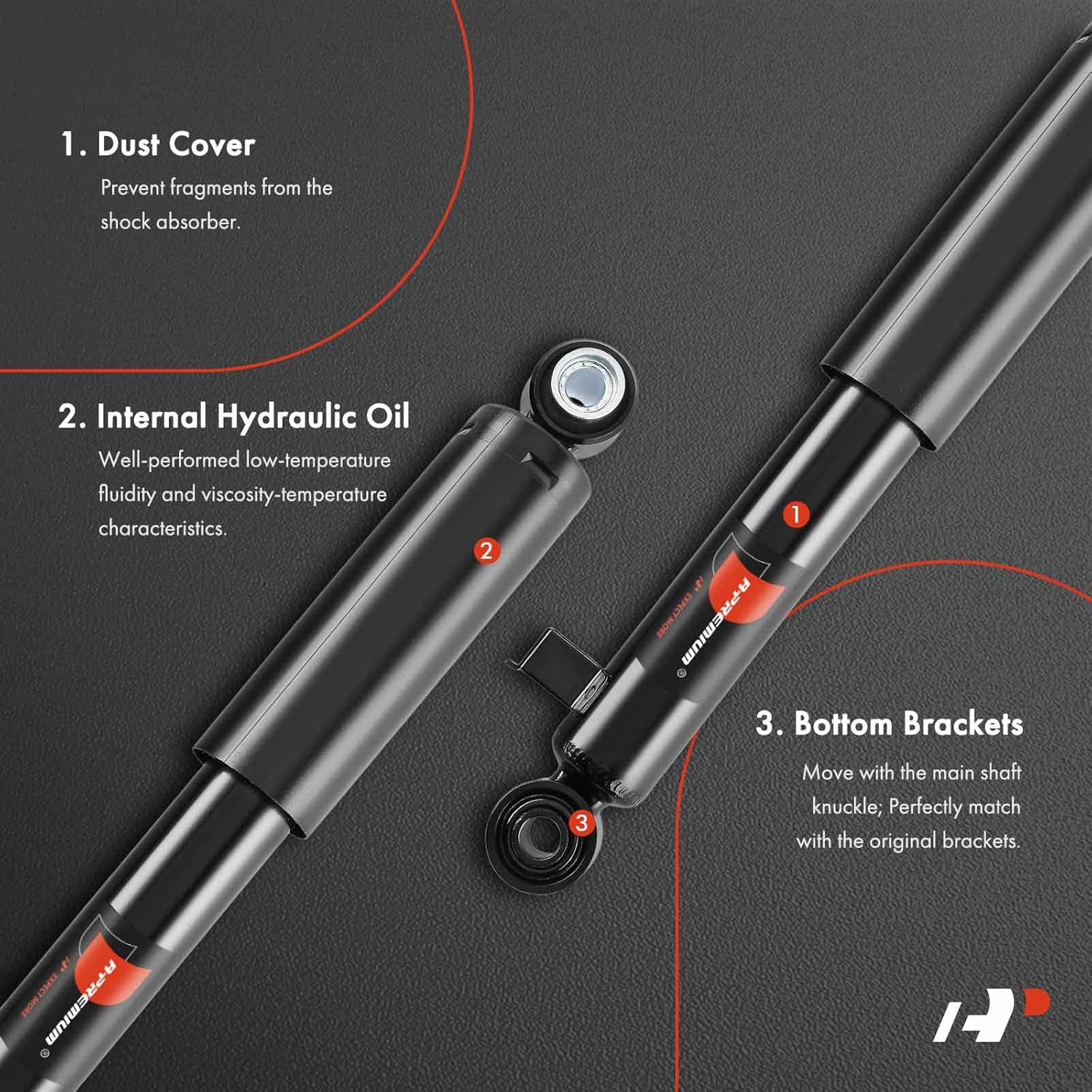 A-Premium Rear Pair (2) Shock Absorber Compatible with Hyundai Santa Fe 2007-2009, Veracruz 2007-2012, Driver and Passenger Side