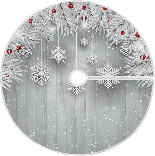Falda de árbol de Navidad plateada árbol de Navidad copo de nieve para fiesta festiva