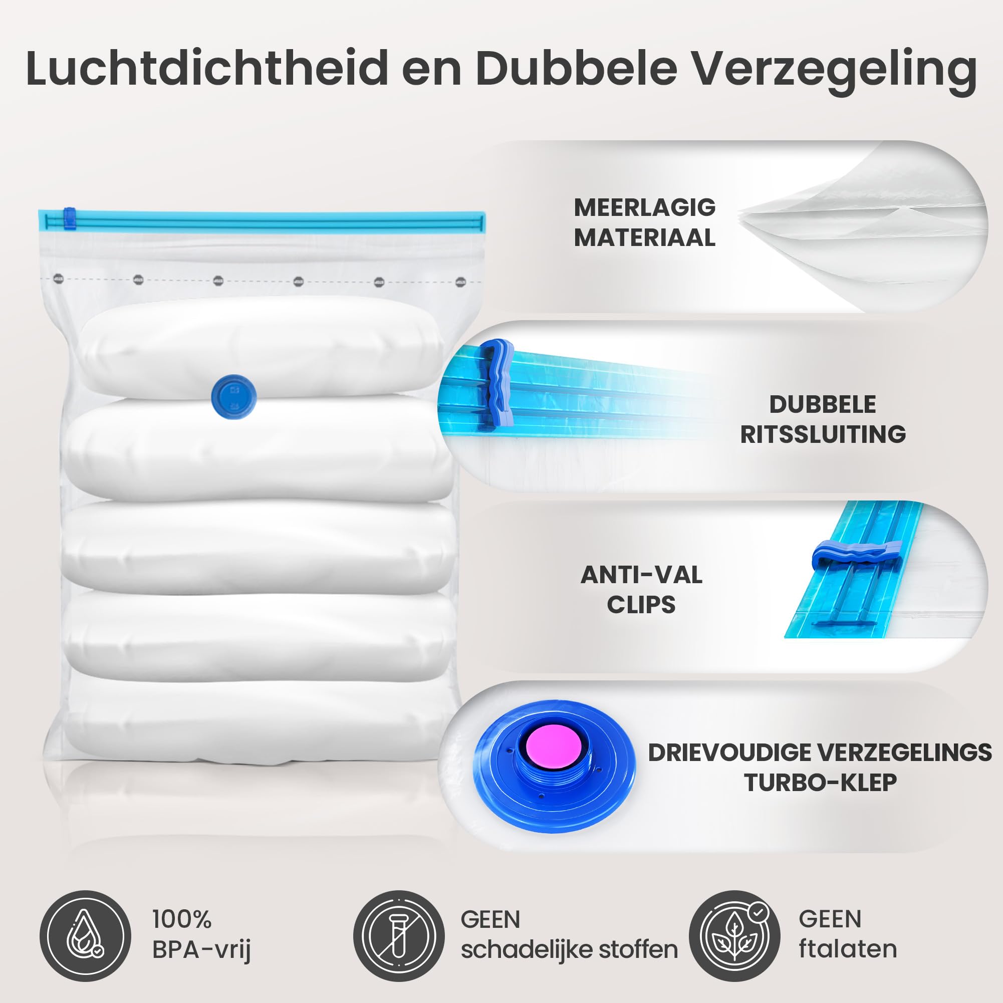 Urban Nomad Vacuümzakken Vacuüm Sealer Zakjes Opbergzakken Set van 20 in 3 maten