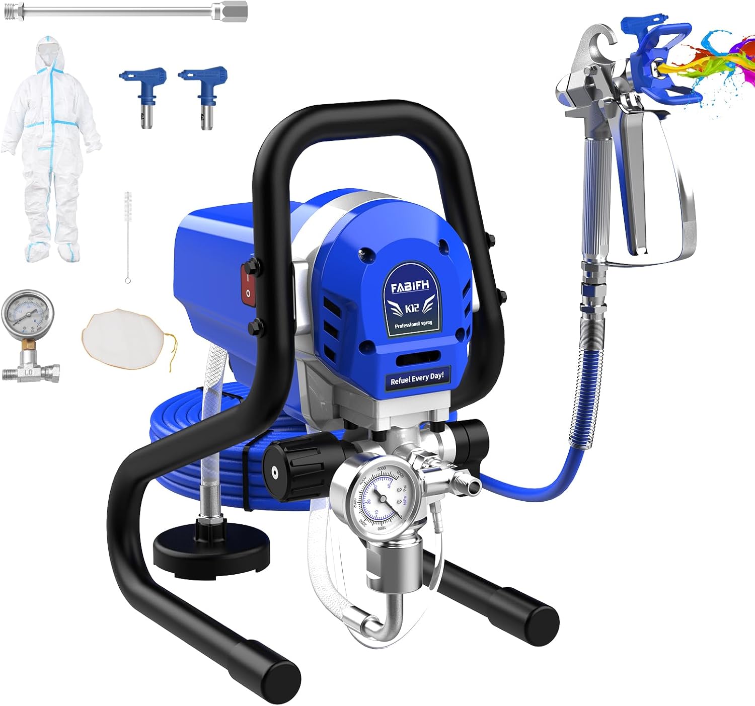 FABIFH Stand Airless Paint Sprayer 1HP 3000PSI High