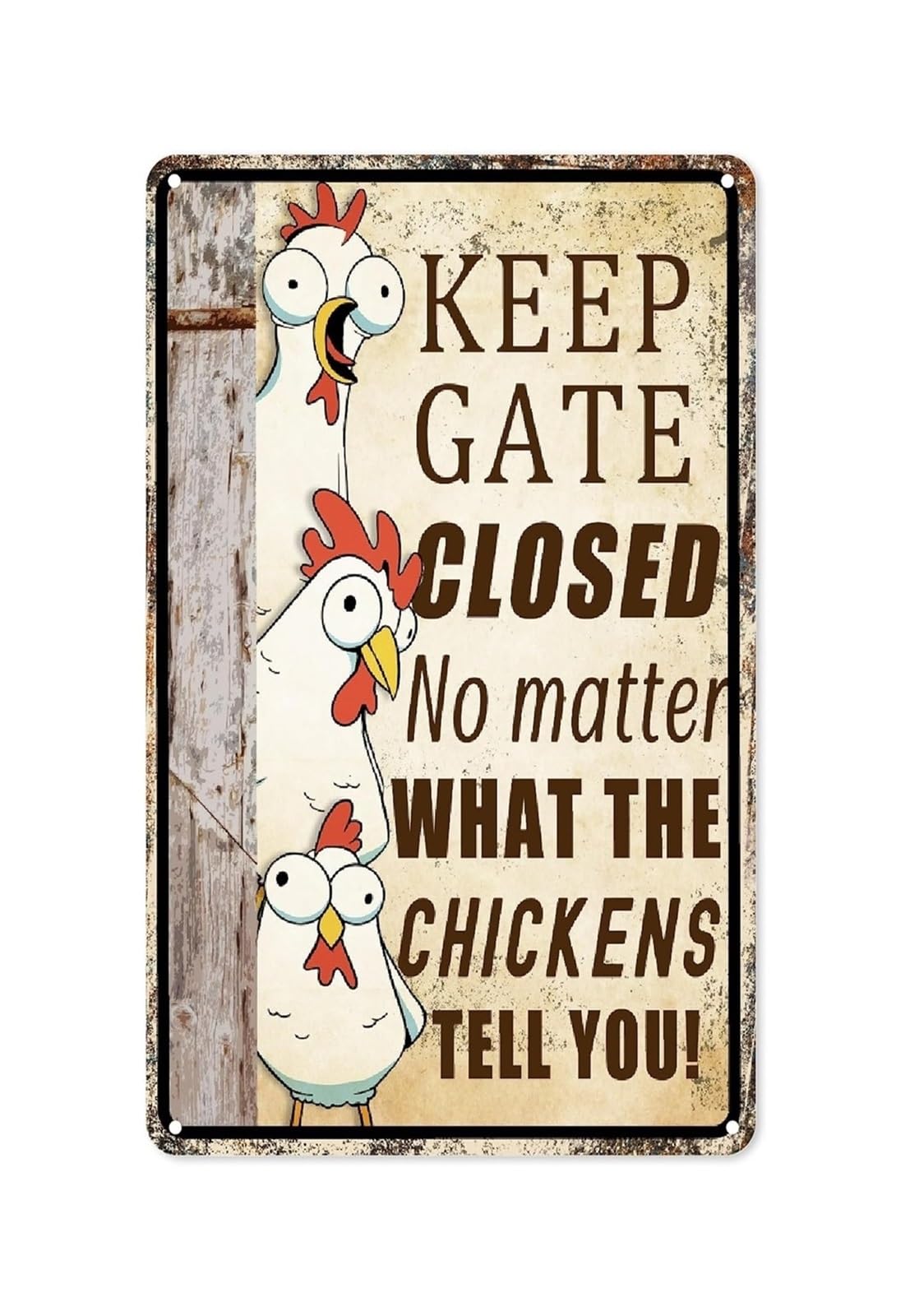 PKNVKZIDK Humorous Chicken Metal Sign Chickens Make Me Happy Vintage Tin Sign for Farmhouse Kitchen Wall 8 X 12 inch