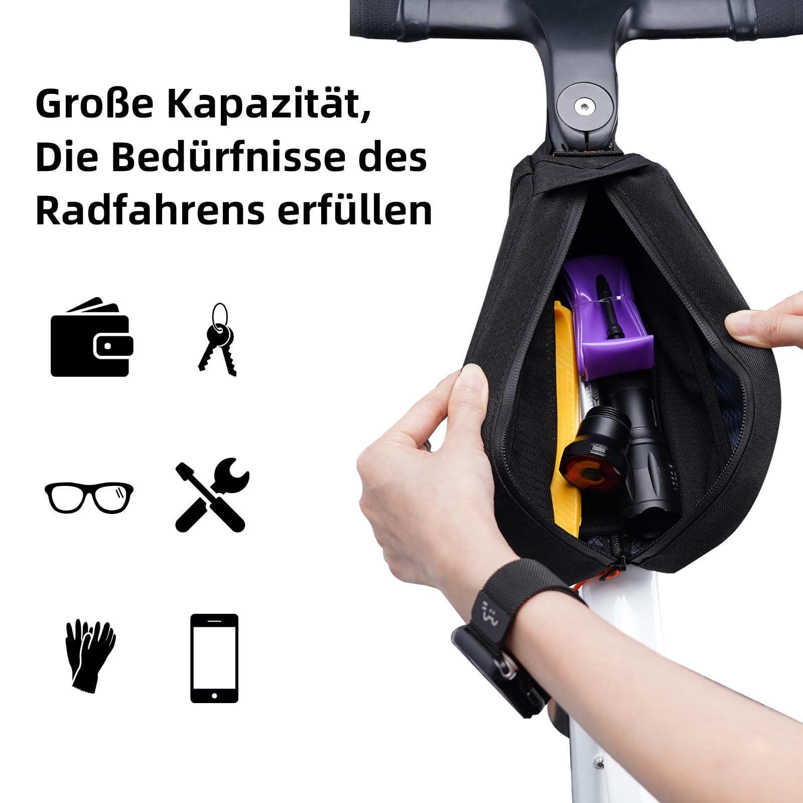 Fahrrad Rahmentasche - 1.5L Wasserdicht Oberrohrtasche, Radtasche Rahmen, Fahrradtasche für Rennrad Mountainbike e-Bike Gravelbike